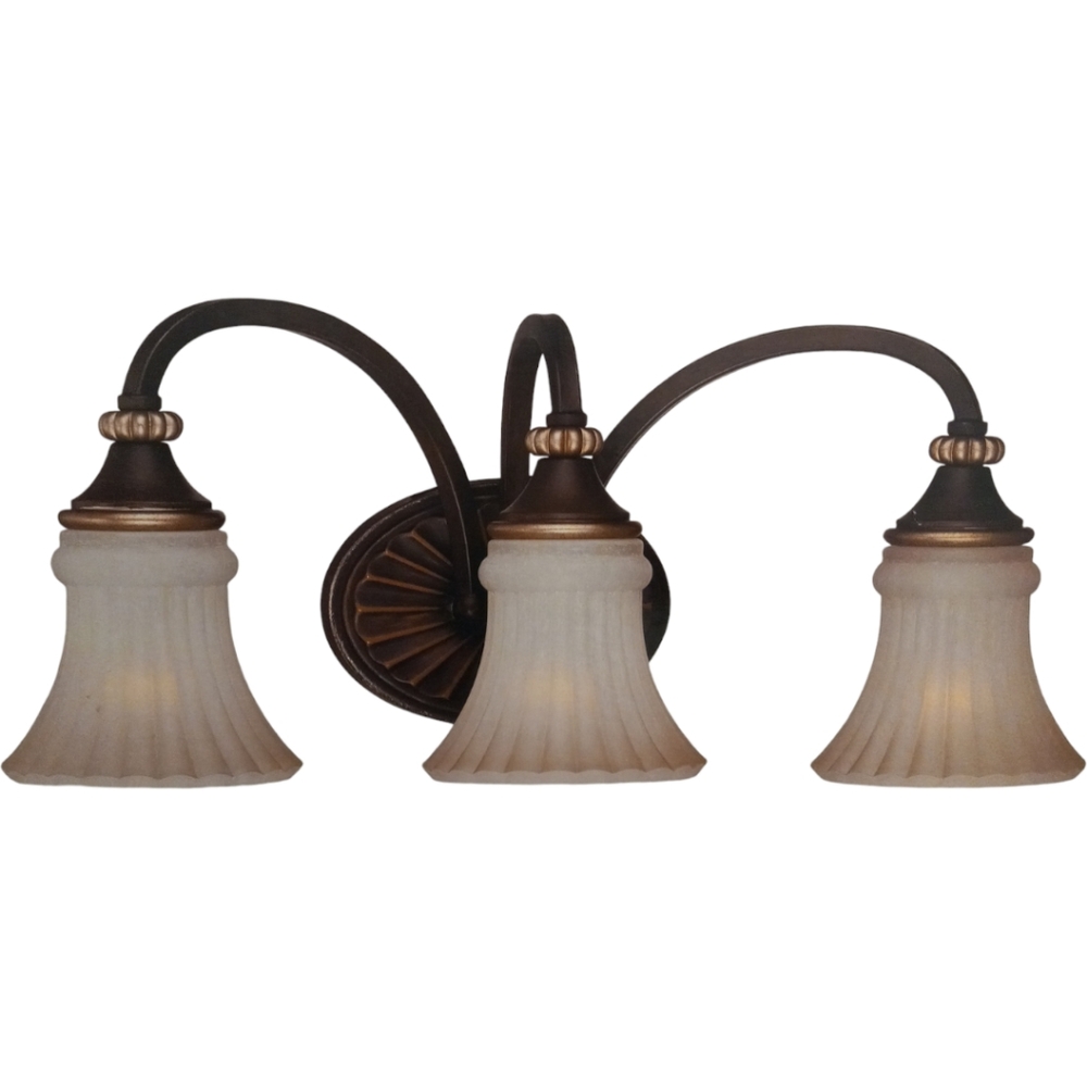 Bronze & Gold Bathroom Vanity Light Fixture, Modern 3- Light Antique - Picture 10 of 16